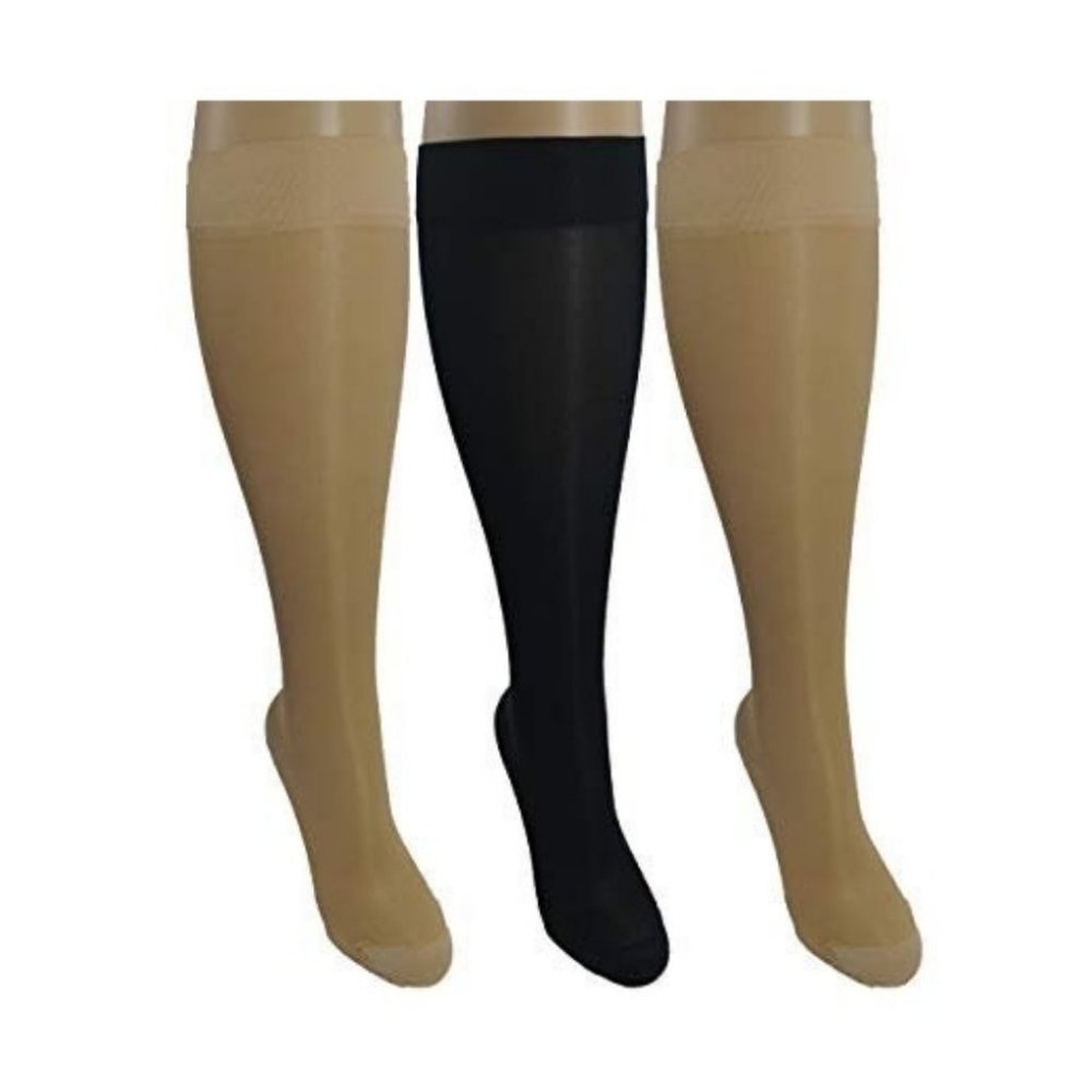 3 Pair Sheer Large/X-Large Ladies Compression Sock